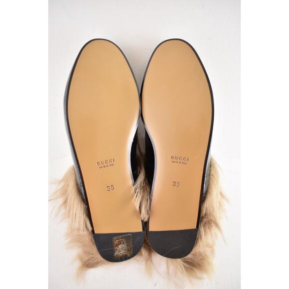 Gucci Princetown Black Patent Leather Fur Loafer Slide Slip Mule Slipper Flat 35 - Picture 13 of 13